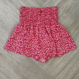 SHEIN Pink and White Floral Shorts Smocked Waist Size XS